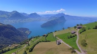 4K Hinterbergen Vitznau Luzern SWITZERLAND アルプス山脈 airview [upl. by Corsetti]