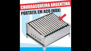 Churrasqueira Argentina Portátil em Inox com Pedra e Acessórios [upl. by Jemy]