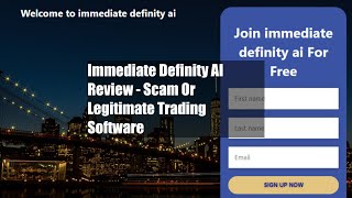 Immediate Definity AI Review  Scam Or Legitimate Trading Software [upl. by Nohj]