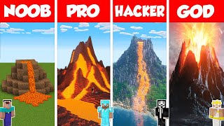 Minecraft TNT VOLCANO HOUSE BUILD CHALLENGE  NOOB vs PRO vs HACKER vs GOD  Animation [upl. by Intyrb]