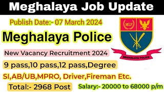 Meghalaya Police Recruitment 2024  MLP new vacancy  Meghalaya job Update [upl. by Yehtomit260]