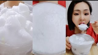 ASMR ICE EATING  BOWL WHITE FROST ❄️ iceeating iceasmr asmr freezerfrost [upl. by Kiele]