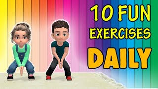 10 Fun Daily Exercise For Kids To Do At Home [upl. by Shulock]