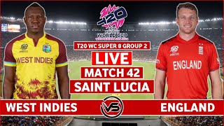 ICC T20 World Cup 2024 Live England vs West Indies Live  ENG vs WI Live Scores amp Commentary [upl. by Gonzales]