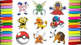 Pokemon Coloring Pages  Pokedex 121 to 128 [upl. by Apollo]