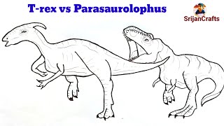 How to draw dinosaurs  Jurassic world  Trex vs Parasaurolophus  dinosaur drawing [upl. by Holofernes783]