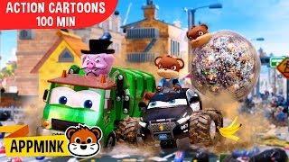 appMink Garbage Truck Police Car Police Helicopter Car Animations for kids [upl. by Helaine250]