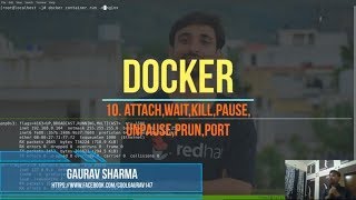 9 Docker in Hindi  Attach to running container kill wait pause unpause prune port [upl. by Adnilahs]