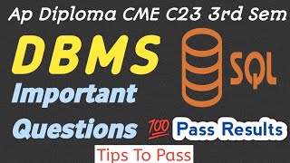 DBMS Important Questions ap diploma C23 CME 3rd Sem DBMS Important Questions [upl. by Akibma]