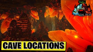 Ark Crystal Isles  All Cave Locations official DLC map [upl. by Raynah]