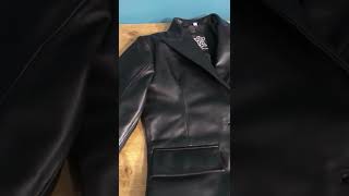 Womens Leather Blazer Review  Black Leather Blazer  FJackets [upl. by Alix]