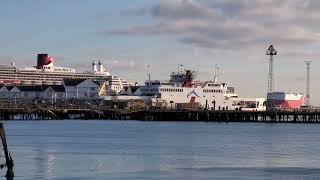 Red Funnel arriving QM2 at Ocean Terminal [upl. by Yirinec]