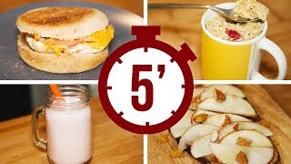 PETIT‑DÉJEUNER  4 RECETTES À FAIRE EN 5 MINUTES [upl. by Rehtaeh]