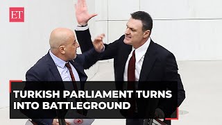 Ankara Turkish Parliament turns into battleground bloody fistfight breaks out [upl. by Levey]