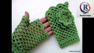 Crochet gloveshand madewool gloveswinter stuff [upl. by Uamak830]