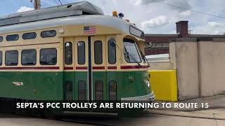 SEPTA Celebrates Return of Historic PCC Trolley Fleet to Route 15 [upl. by Dagmar]