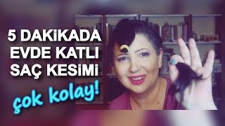 Evde Kolay Katlı Saç Kesimi [upl. by Alexina489]