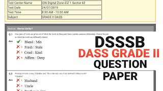 DSSSB DASS GRADE 2 PREVIOUS YEAR QUESTION PAPER 4April2020 [upl. by Afrika]