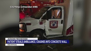 Hospital patient steals ambulance crashes into wall [upl. by Garibull]