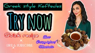 How to make Greek Style Keftedes  crispy Kofta  meatballs at home Eid ul Azha special BEEF recipe [upl. by Ducan]