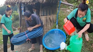 water pipe to house bamboo fence set up  poor girl and mute old man [upl. by Ayahc321]