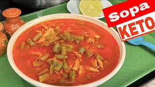 SOPA de POLLO con NOPALES ⎮ cómo hacer Sopa de pollo keto  Recetas de Comida KETO [upl. by Ard]