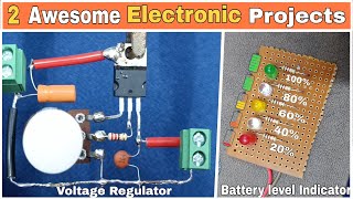 2Awesome Electronic Project 40 Voltage Regulator 12v Battery backup level indicator Circuit Tamil [upl. by Annaul]