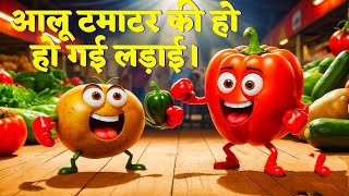 आलू टमाटर की हो गई लड़ाई Aalu Tamatar KiHo Gayi Ladai poem कविता KidsOneHindi HappyBachpan 4k [upl. by Theran]