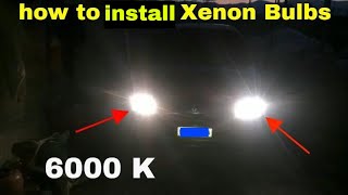 How to Install Xenon on your car H4 6000K White Xenon Gas Halogen Headlight Light Lamp Bulb DC12V [upl. by Notslah]