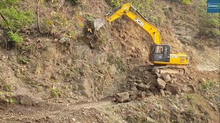 Brave OperatorJCB ExcavatorCutting Hill for Road Construction [upl. by Mw]