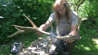 Making tools from deer antler for flint knapping [upl. by Herwin]