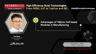 JA Solar  Tao Wang  TaiyangNews Virtual Conference on High Efficiency Solar Technologies 2020 [upl. by Edrahs298]