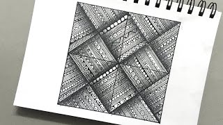 3D square pattern mandala drawing  Step by step mandala drawing  Zentangle art [upl. by Firehs146]