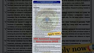 SBI Assistant Manager Recruitment 2024SBI SpecialistCadre officers SCOAssistantManager Engineer2024 [upl. by Inez]