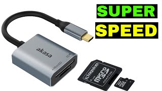 Super Speed Card Reader  Akasa USB 32 TypeC Dual Card Reader Review  SD MicroSD SDXC SDHC [upl. by Sanjay322]