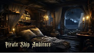 Pirate Ship Ambience in Cozy Captains Cabin with Waves and Creaking Wood [upl. by Meece712]