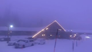 THUNDER SNOW Blizzard with over a dozen closerange lightning strikes in Mammoth Mountain CA [upl. by Kcirdnekal]