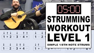 5 Minute Beginner Strumming Workout amp Technique Lesson How to StrumTutorial [upl. by Phemia513]