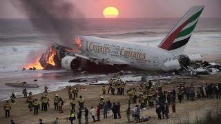 Emergency Landing Crash In Ocean  Catastrophic Crash at Sea Beach  Emirates A380 [upl. by Primavera]