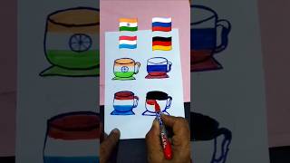 Republic day special drawing 🇮🇳🇷🇺🇱🇺🇩🇪 Independence Day Drawing 😱🤔shorts art drawing trending [upl. by Lipps]