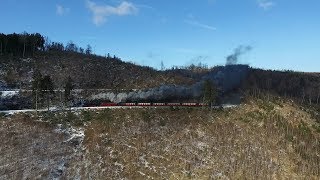 Dampfzug der Harzer Schmalspurbahnen auf dem Weg zum Brocken  DrohnenAufnahme [upl. by Couture]