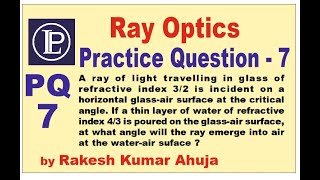 A ray of light travelling in glass of refractive index 32 is incident on a horizontal glassair [upl. by Postman]