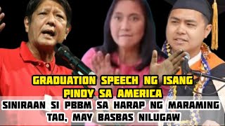 COBY SANTOS LIM GRADUATION SPEECH SINIRAAN SI PBBM SA AMERICA [upl. by Mcafee7]