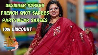 Exclusive Finds French Knot Work Sarees  Designer Sarees  Party Wear Sarees  crepe silk sarees [upl. by Rodgers]