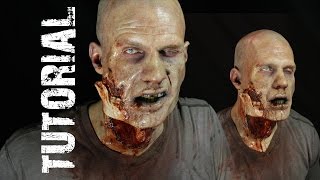 Zombie Ripped Jaw Foam Prosthetic Tutorial Self Application HD [upl. by Atolrac374]