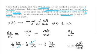 Mixing Problem Differential Equation Application [upl. by Bartie]