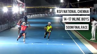 1417 500m Inline Race  RSFI nationals 2023 Chennai  Inline Races  skatingvideos skating [upl. by Annenn]