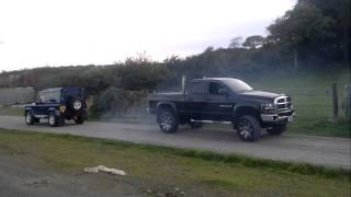 DODGE RAM CUMMINS VS LANDROVER DEFFENDER 90 [upl. by Aleedis783]