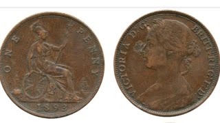 1893 ONE PENNY Coin VALUE  REVIEW  Queen Victoria [upl. by Imeaj]