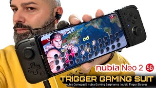 Nubia Neo 2 5G  Trigger Gaming Suite  Gamepad  Gaming Earphones  Finger Sleeves [upl. by Narmis]